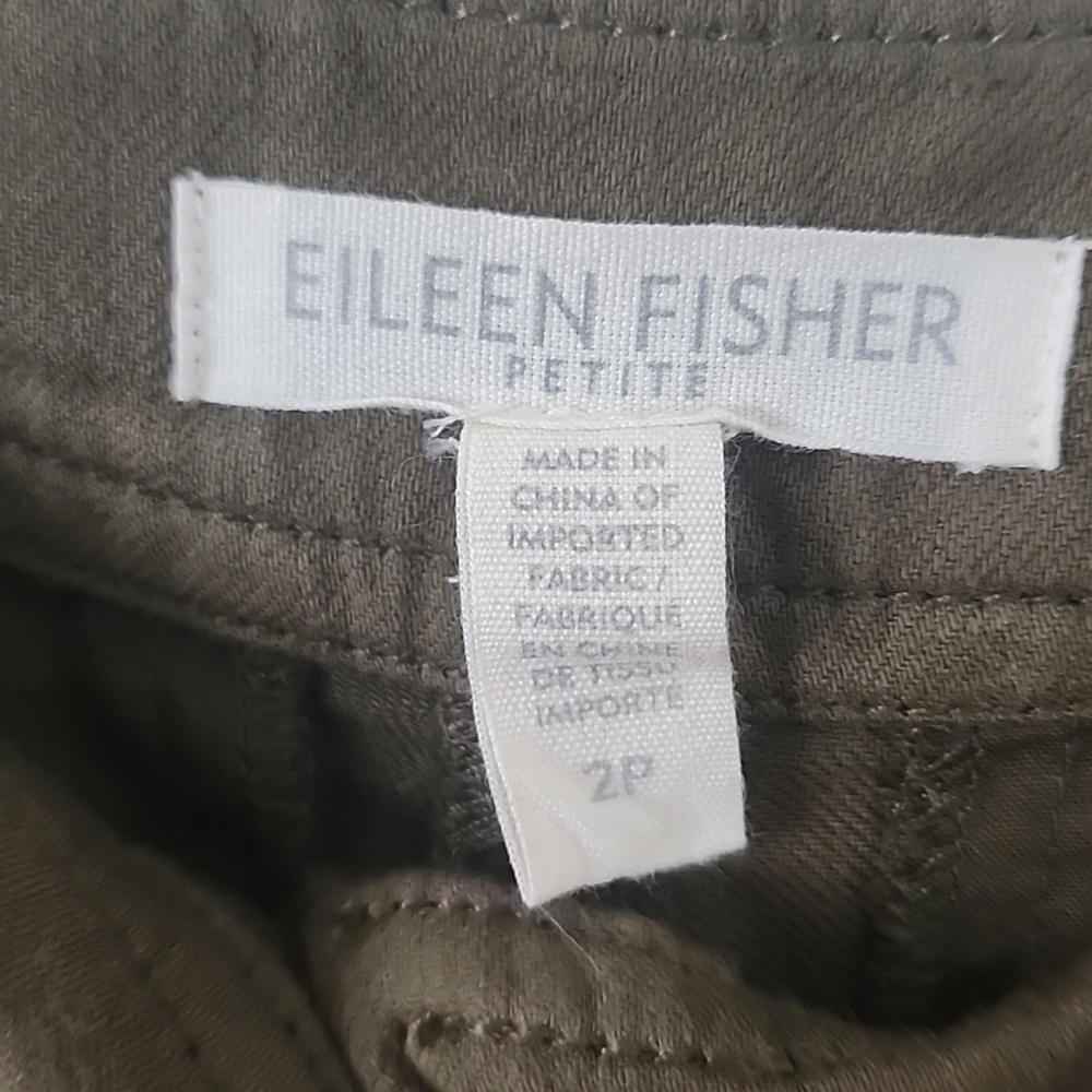Eileen Fisher Organic Cotton Cropped Trousers Green Pants Size 2P - Picture 8 of 9